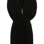 Abito mini drappeggiato in nero - donna 