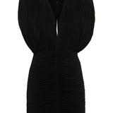 Abito mini drappeggiato in nero - donna 