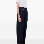 Jeans Samur a cinque tasche con logo e toppa in blu Loulou de saison - donna 