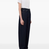 Jeans Samur a cinque tasche con logo e toppa in blu Loulou de saison - donna 