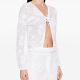 Cardigan con fiocco in bianco SHUSHU/TONG - donna 