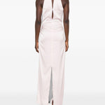 Abito maxi satinato in rosa 