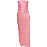 Abito midi senza spalline ruby in rosa Maria lucia hohan - donna 