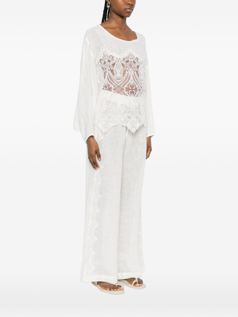 Top con inserti in pizzo in bianco Maurizio - donna 