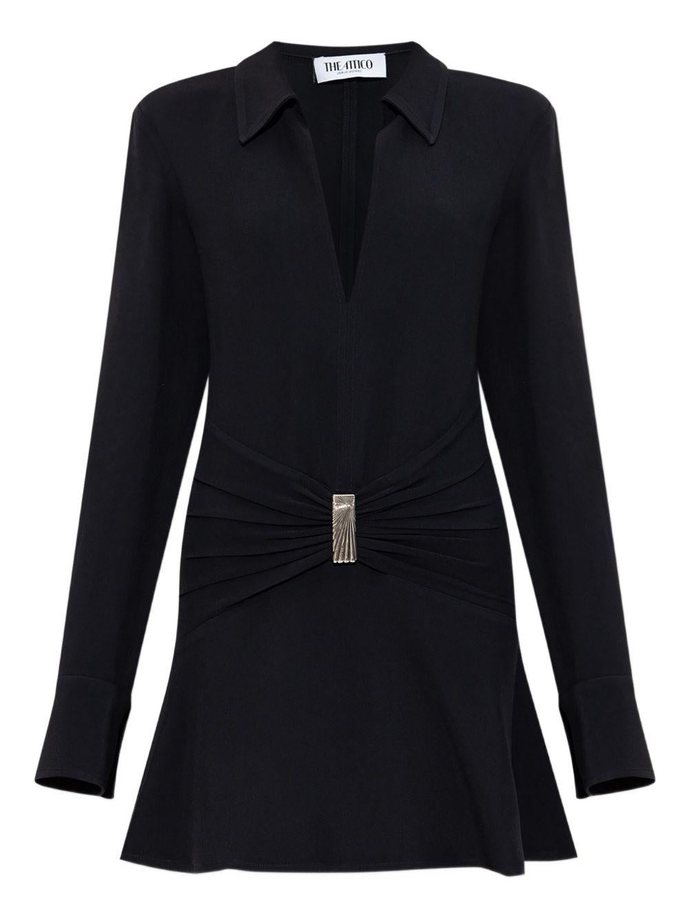 Abito mini con dettaglio con ruches in nero The attico - donna 