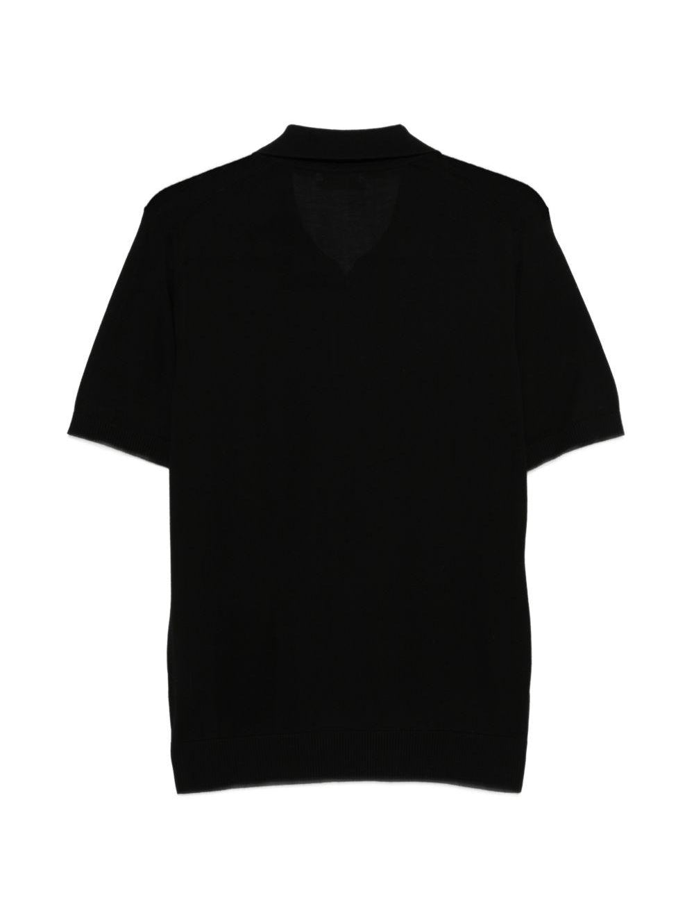 T-shirt a coste con collo polo in nero Kangra - uomo 