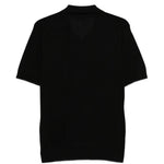 T-shirt a coste con collo polo in nero Kangra - uomo 