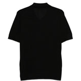 T-shirt a coste con collo polo in nero Kangra - uomo 