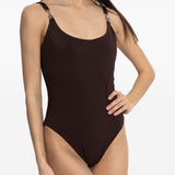 Costume da bagno con anello in marrone Tory burch - donna 
