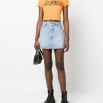Gonna in denim a vita media in blu Levi's - donna 