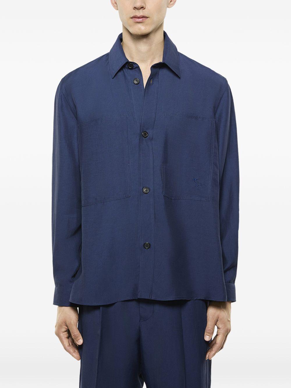 Giacca-camicia con tasche in blu Laneus - uomo 