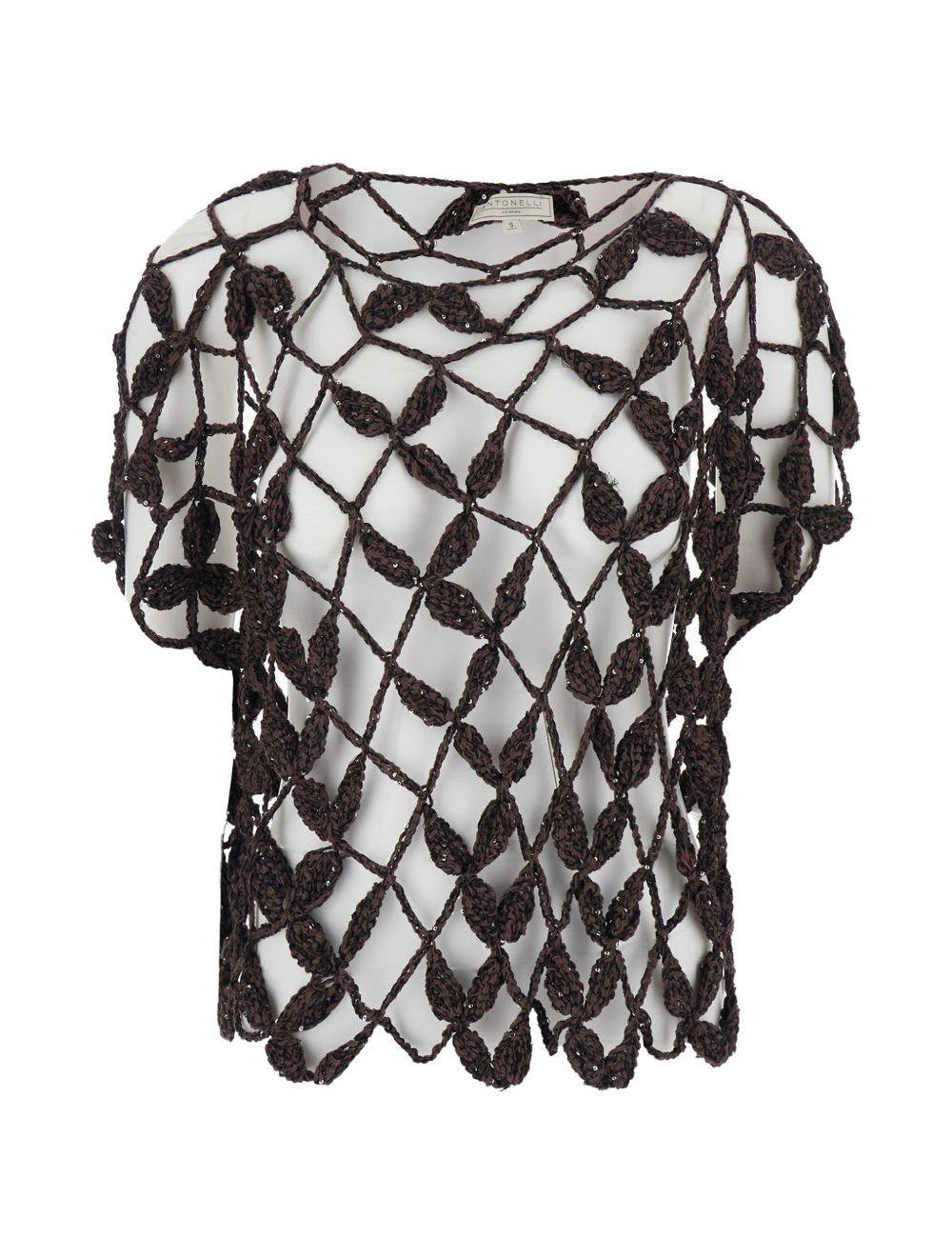 Top all'uncinetto in marrone Antonelli - donna 