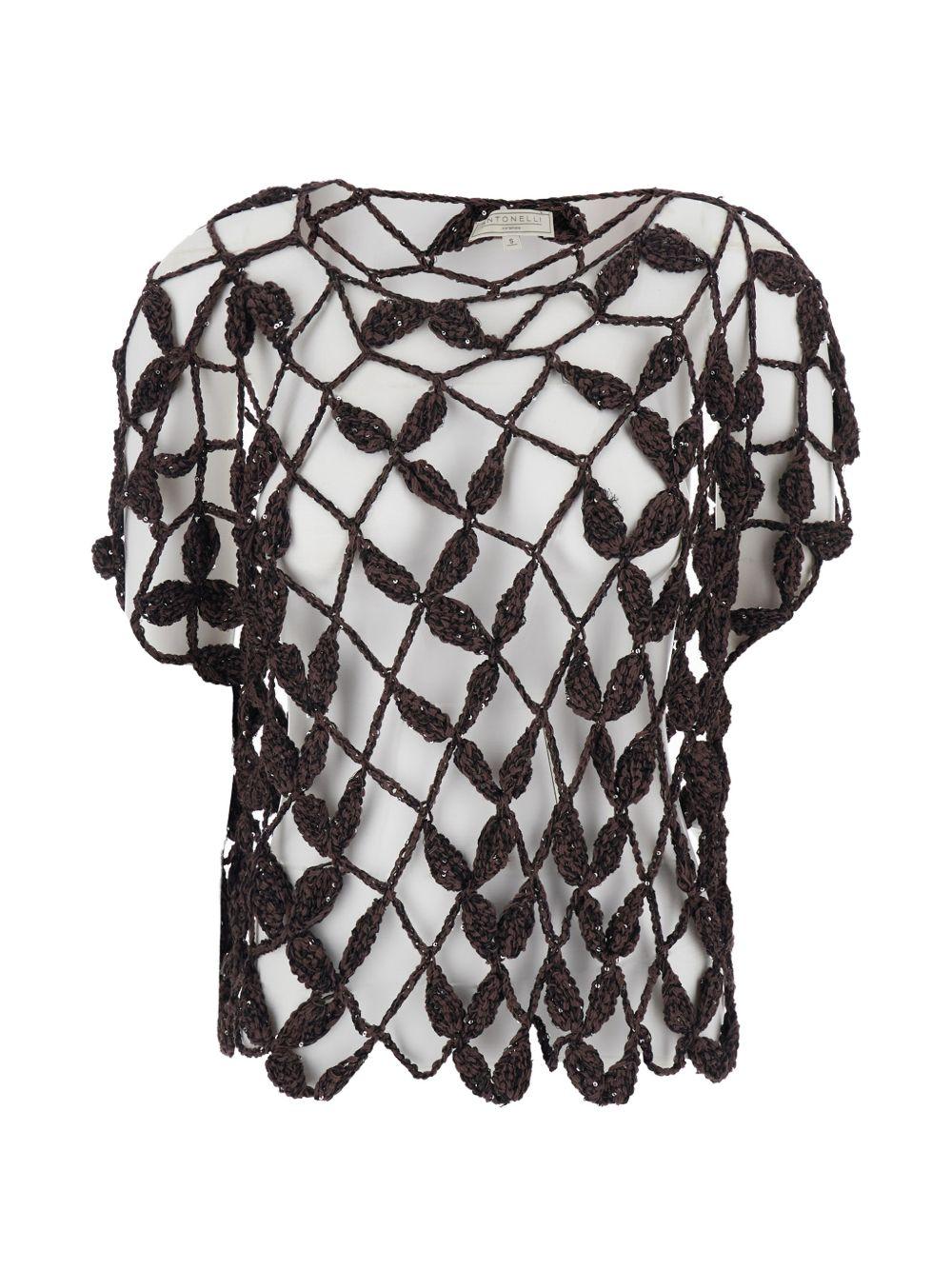 Top all'uncinetto in marrone Antonelli - donna 