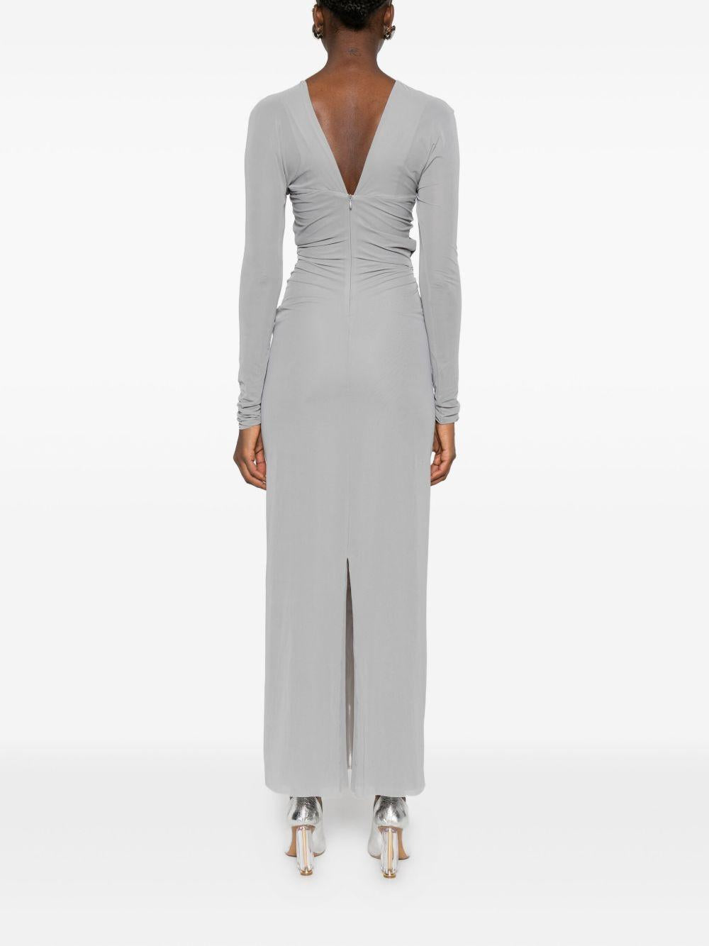 Abito lungo con drappeggio e scollo in grigio Christopher Esber - donna 