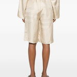 Pantaloncini con stampa monogramma in beige Toteme - donna 