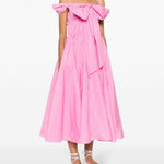Abito midi da cocktail con fiocco in rosa - donna 