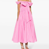 Abito midi da cocktail con fiocco in rosa - donna 