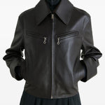 Giacca in pelle con zip in marrone Lemaire - donna 