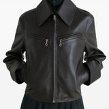 Giacca in pelle con zip in marrone Lemaire - donna 