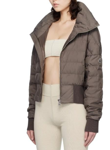 Giacca crop trapuntata in marrone Rick Owens x Moncler - unisex<BR/> 