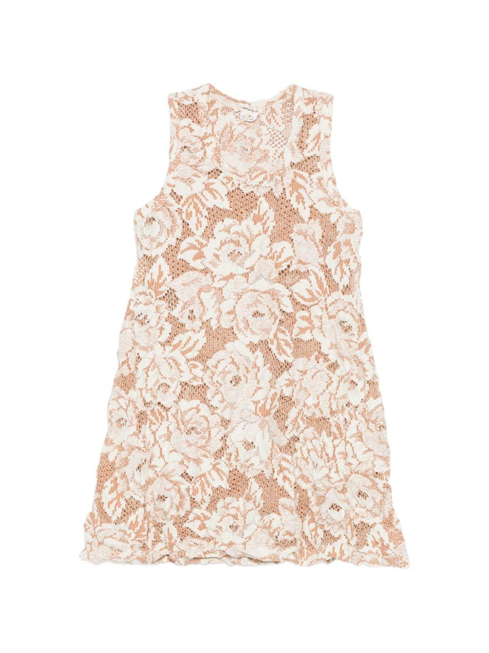 Top senza maniche con motivo floreale e pizzo in beige Comme des garcons - donna 