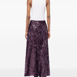 Gonna lunga con paillettes in viola Rabanne - donna 