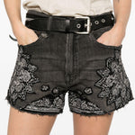 Pantaloncini di jeans con applicazioni X-BF in nero R13 - donna 