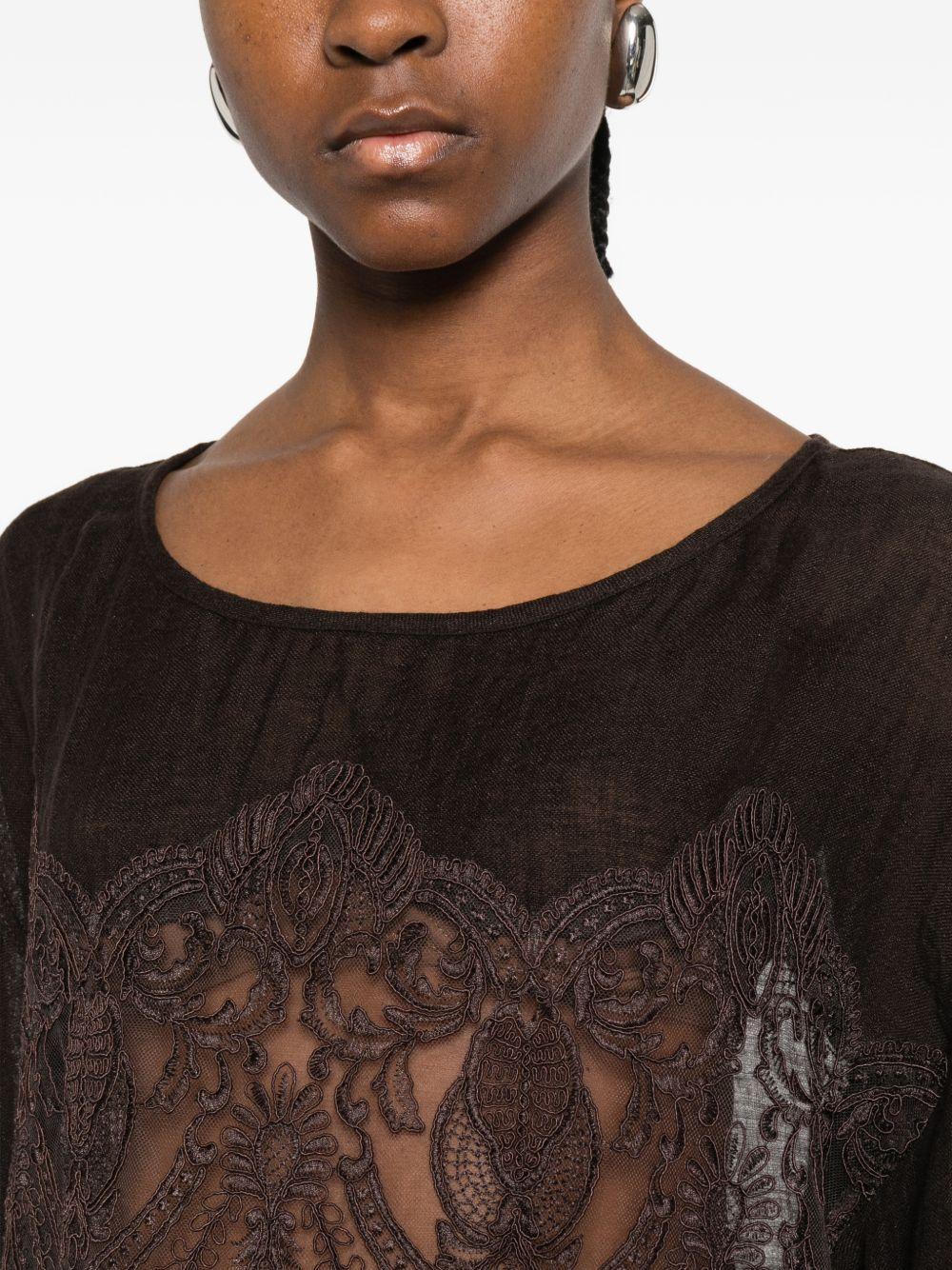 Top in pizzo in marrone Maurizio - donna 