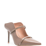 Mules Maureen 85 stiletto in nappa taupe 