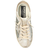Sneakers super star glitter in avorio e argento golden goose - donna 