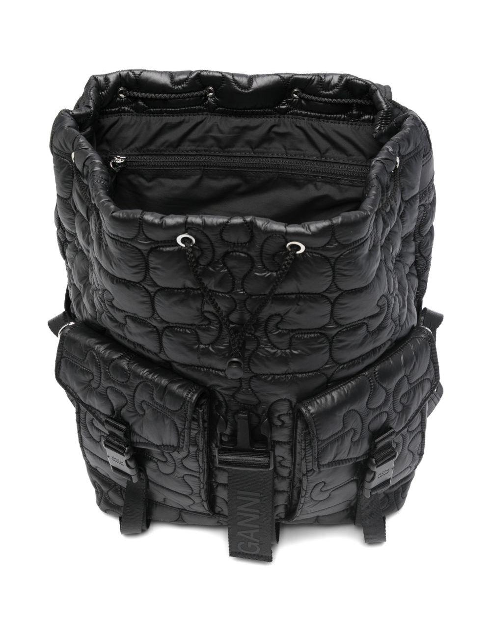 Zaino Trapuntato re-tech in nero Ganni - donna 
