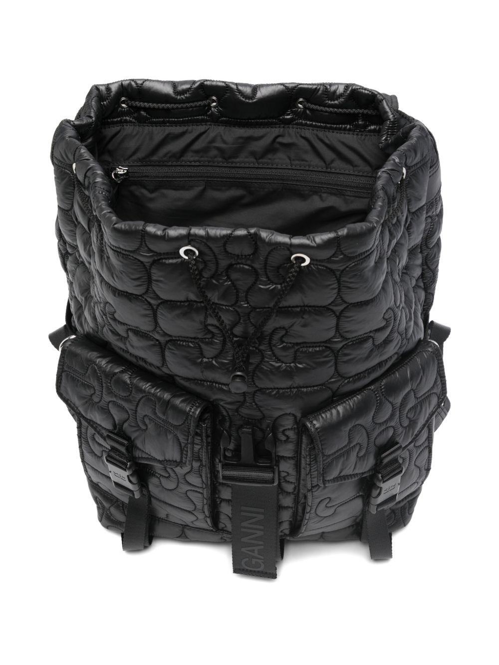 Zaino Trapuntato re-tech in nero Ganni - donna 