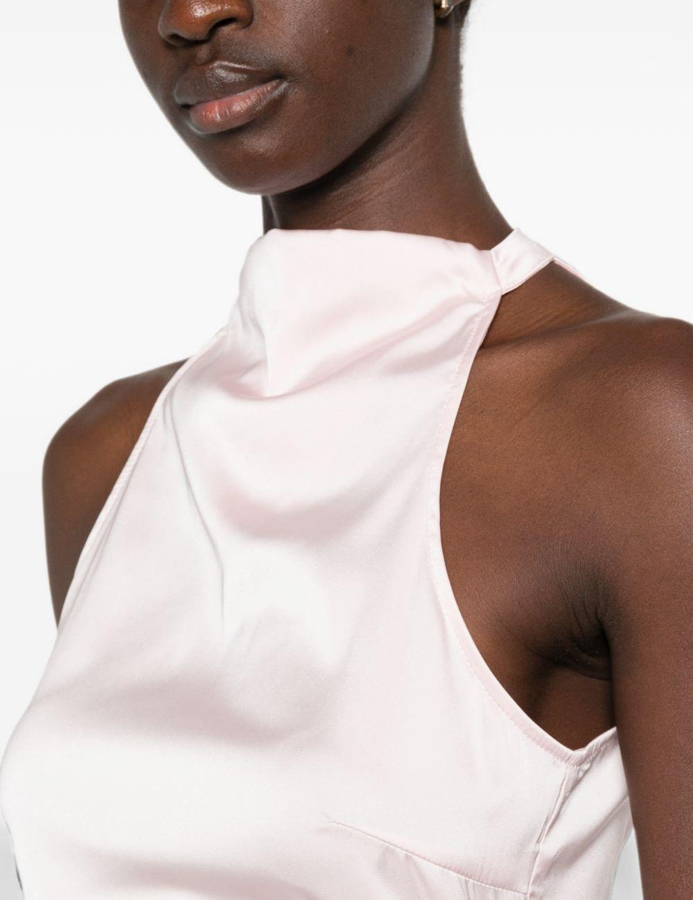 Abito maxi satinato in rosa 