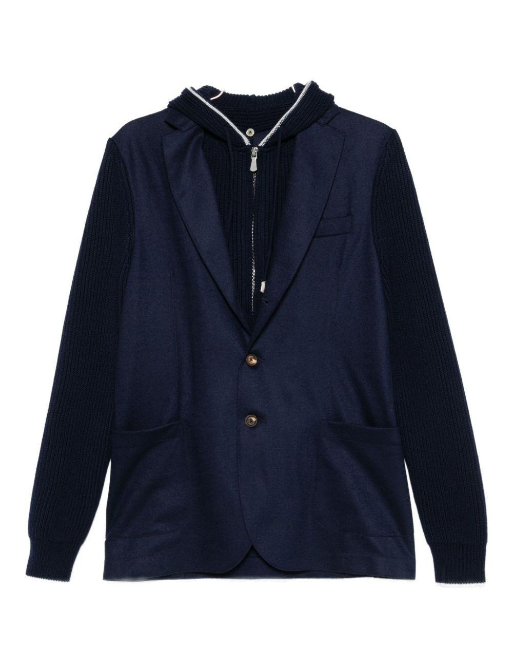 Giacca con cappuccio a costine in blu Eleventy - uomo 