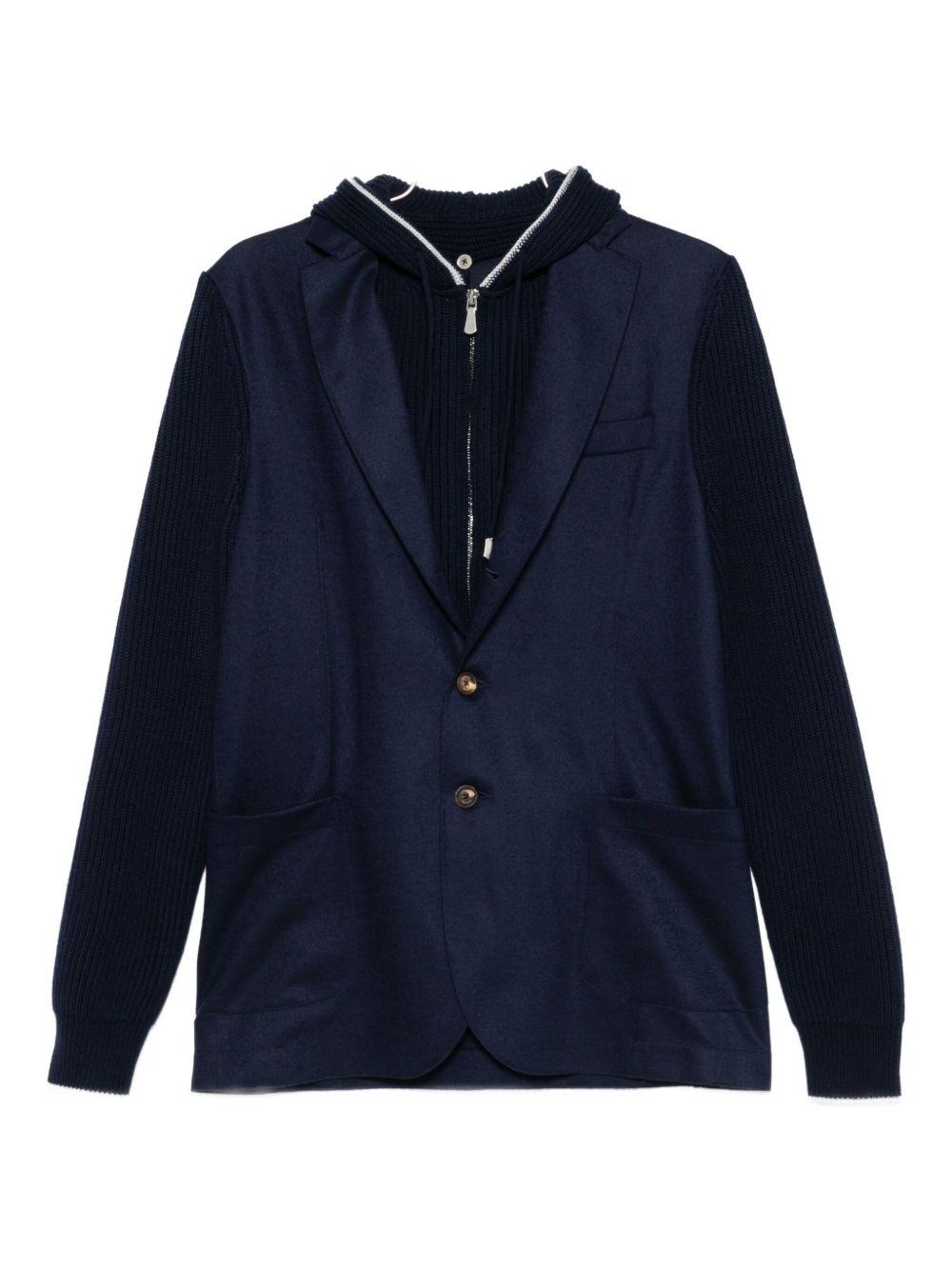 Giacca con cappuccio a costine in blu Eleventy - uomo 