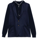 Giacca con cappuccio a costine in blu Eleventy - uomo 