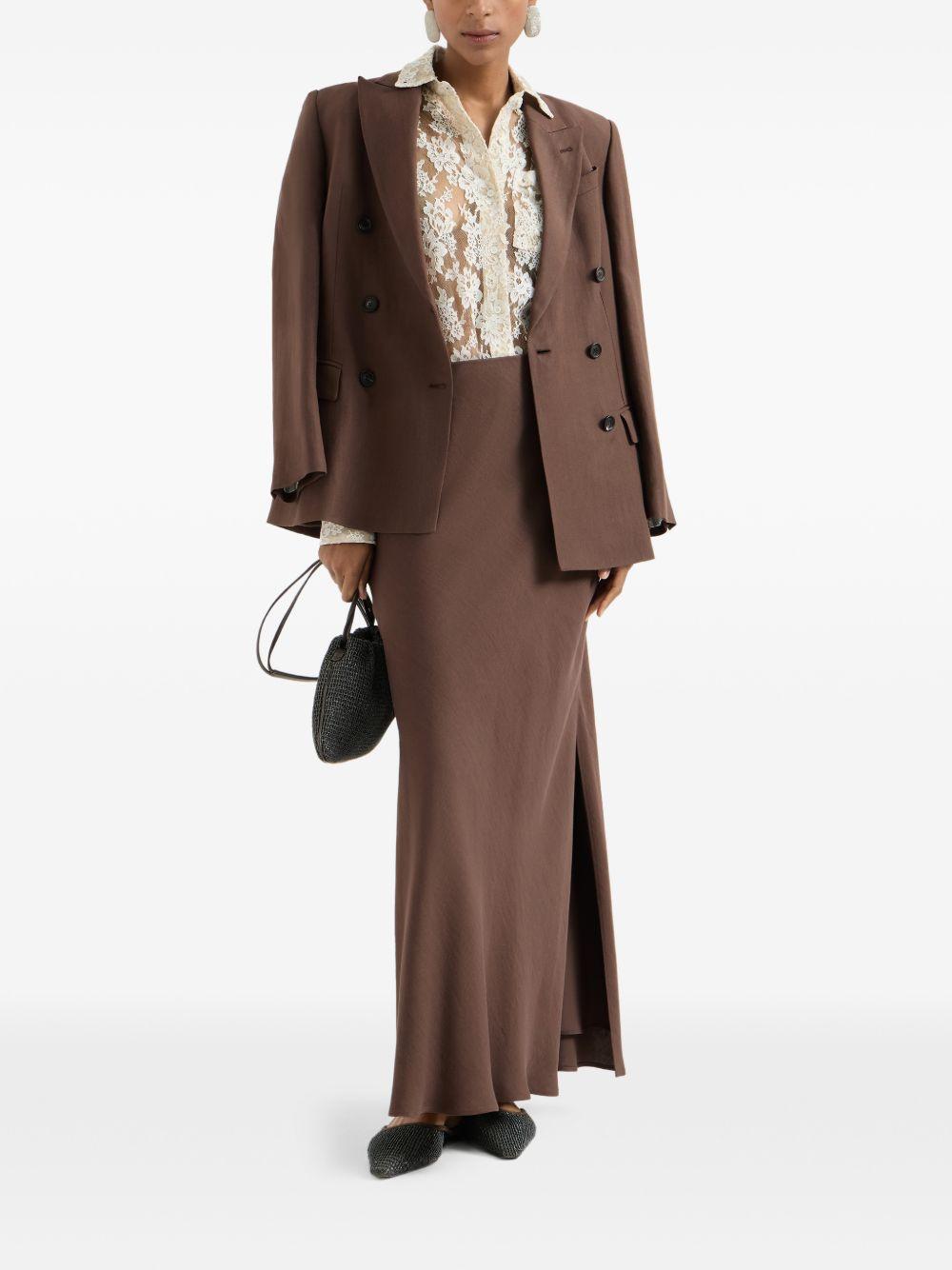 Gonna maxi con spacco in marrone Brunello cucinelli - donna 