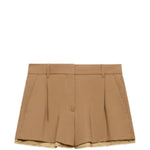 Shorts in lana con fodera a vista in marrone 