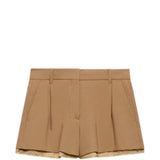 Shorts in lana con fodera a vista in marrone 