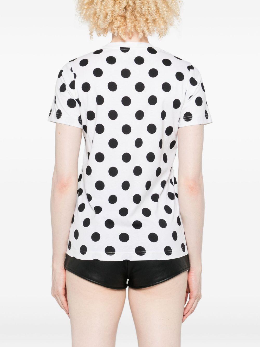 T-shirt con stampa a pois teddy bear in bianco Moschino - donna 