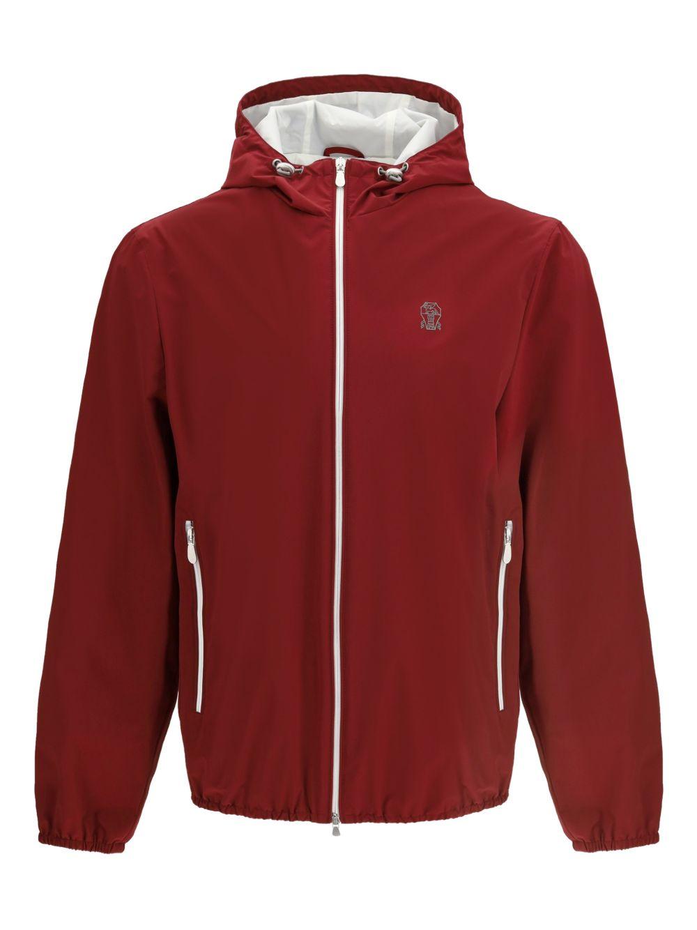Giacca con cappuccio e zip in rosso Brunello cucinelli - uomo 