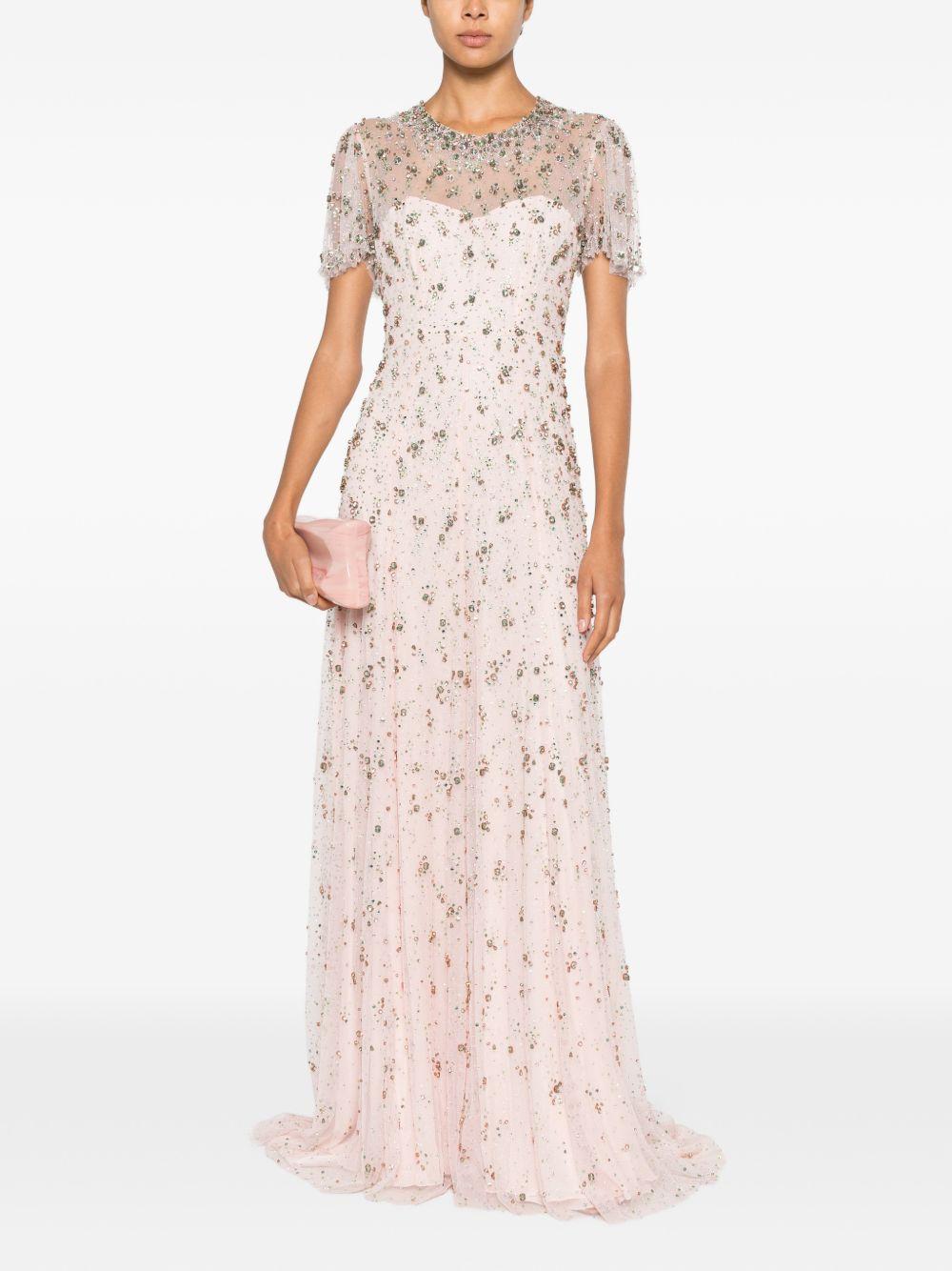 Abito lungo con perline e cristalli in rosa Jenny packham - donna 