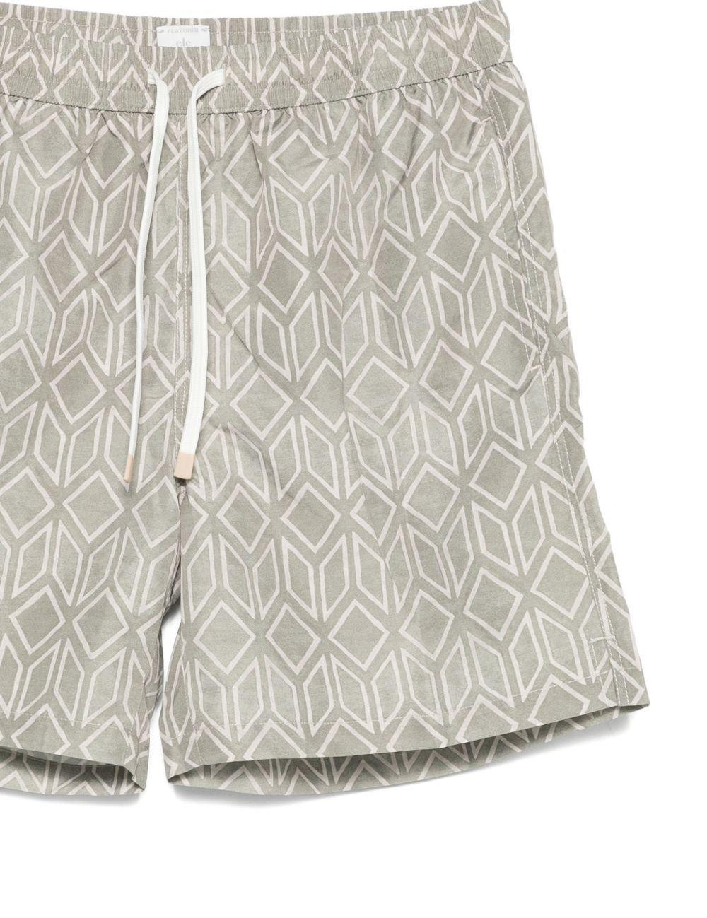 Pantaloncini da bagno con motivo geometrico in verde Eleventy - uomo 
