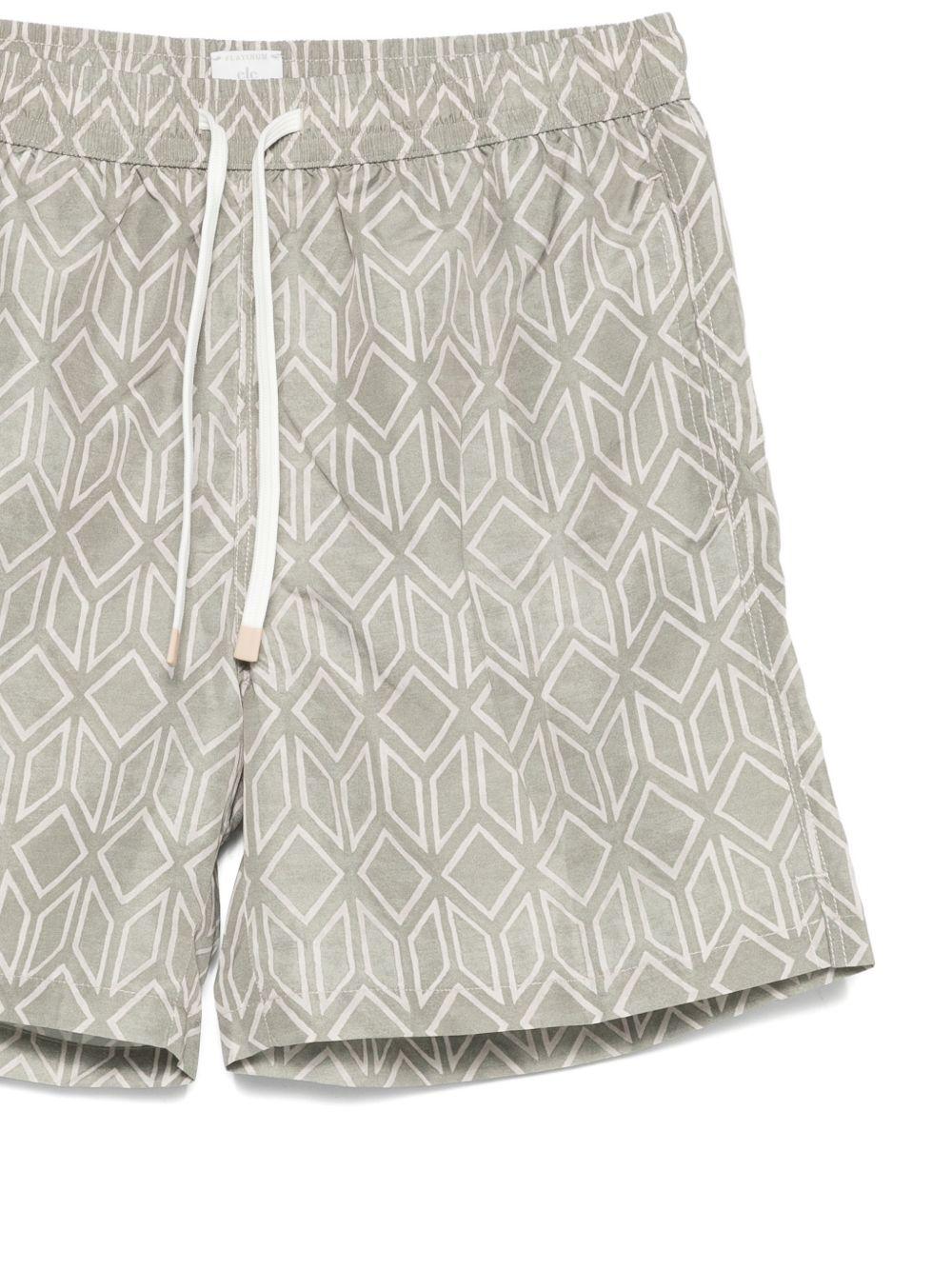 Pantaloncini da bagno con motivo geometrico in verde Eleventy - uomo 