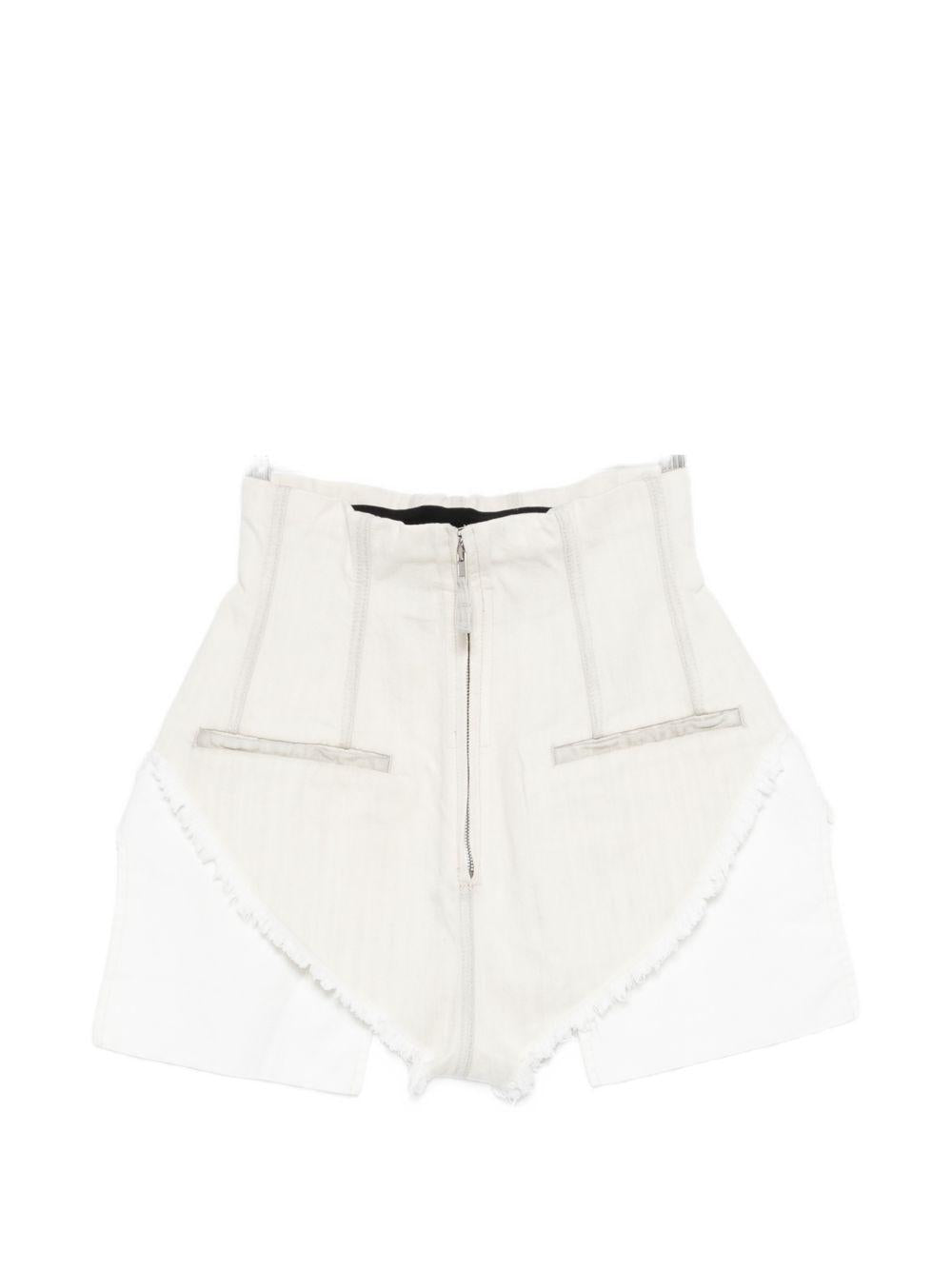 Shorts sfilacciati con chiusura lampo Dirt Cutoffs in bianco Rick owens drkshdw - donna 
