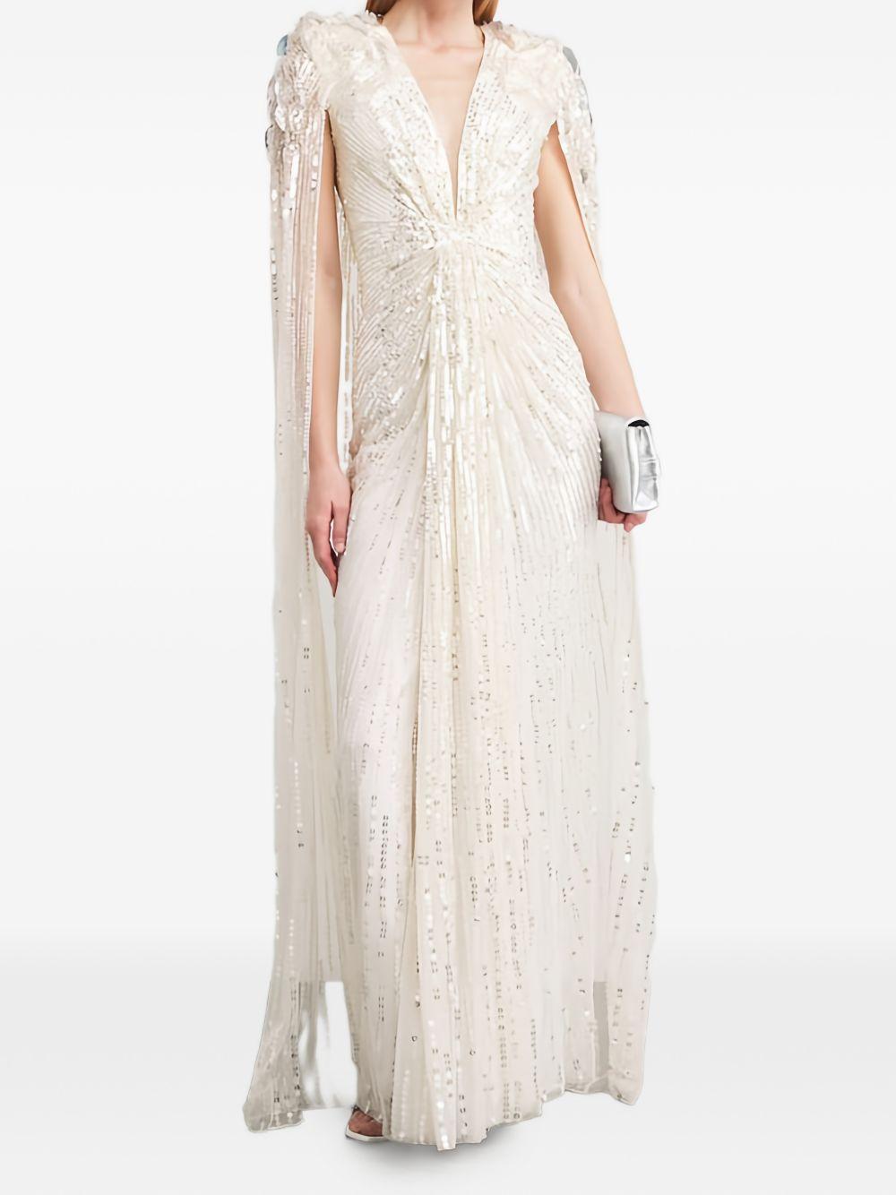 Abito da sera con paillettes goldfinger 007 in avorio Jenny packham - donna 