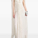 Abito da sera con paillettes goldfinger 007 in avorio Jenny packham - donna 