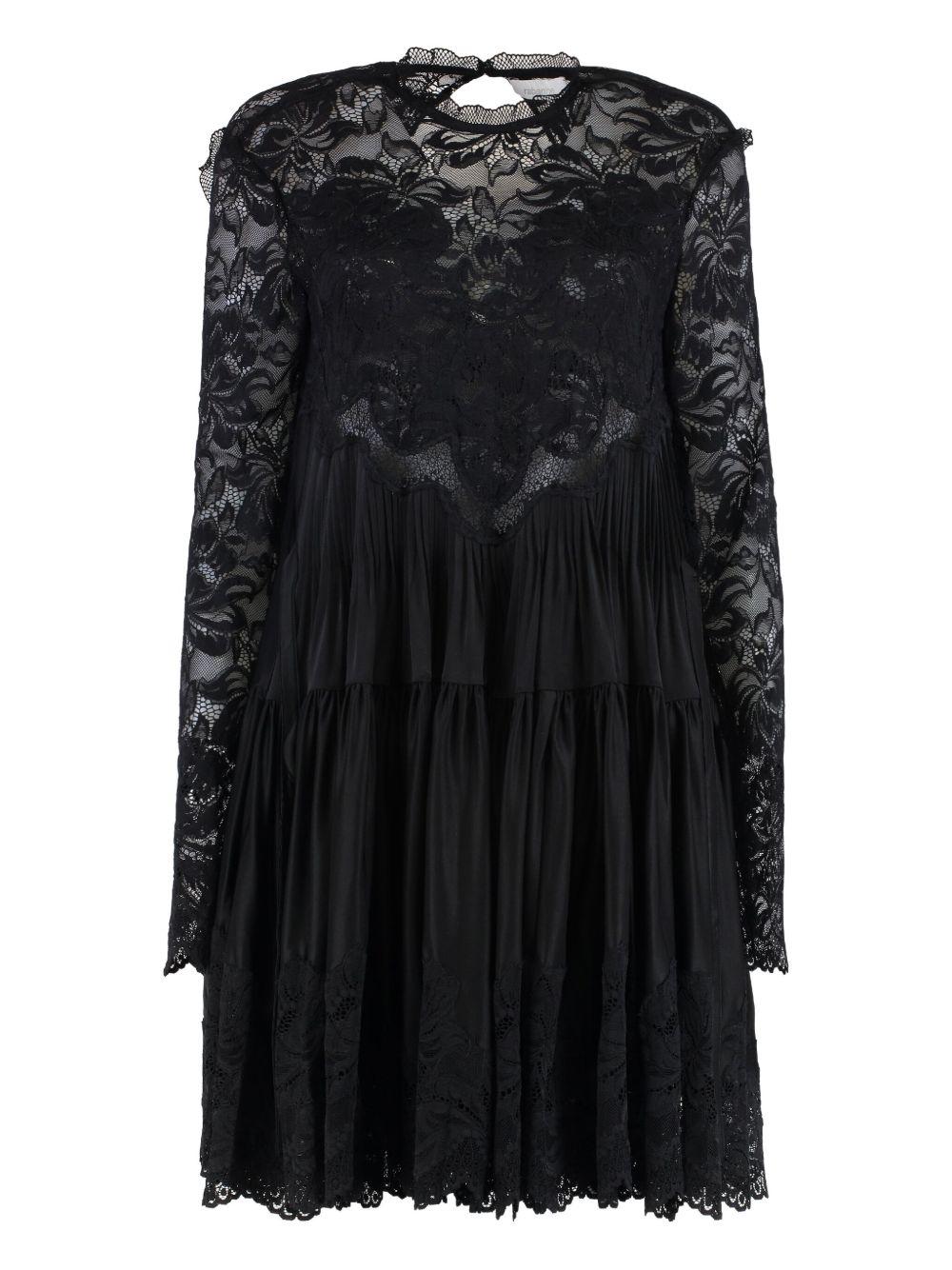 Abito in pizzo a maniche lunghe in nero Rabanne - donna 
