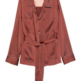 Giacca a righe con cintura in marrone Forte forte - donna 