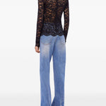 Blusa in pizzo con incrocio nero Rabanne - donna 